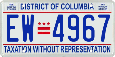 DC license plate EW4967