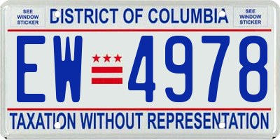 DC license plate EW4978