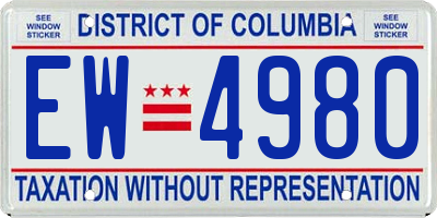 DC license plate EW4980