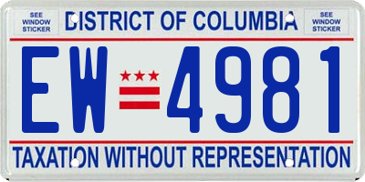 DC license plate EW4981