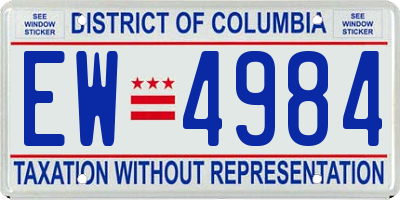 DC license plate EW4984