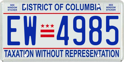 DC license plate EW4985