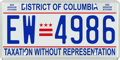 DC license plate EW4986