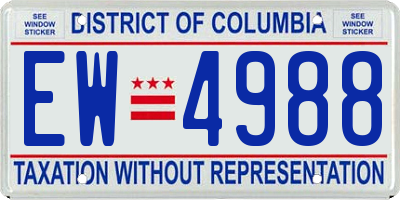 DC license plate EW4988