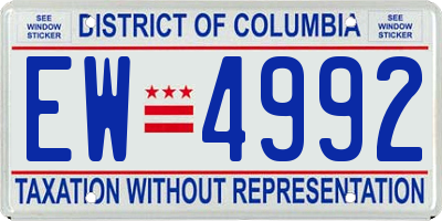 DC license plate EW4992