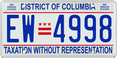 DC license plate EW4998
