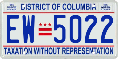 DC license plate EW5022