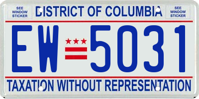 DC license plate EW5031