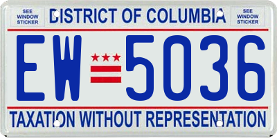 DC license plate EW5036