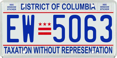 DC license plate EW5063
