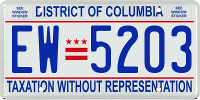 DC license plate EW5203