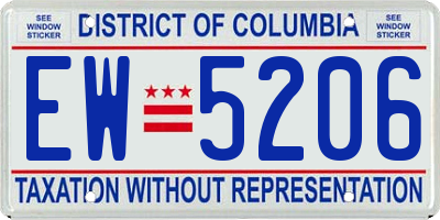 DC license plate EW5206