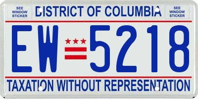DC license plate EW5218