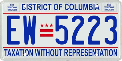 DC license plate EW5223