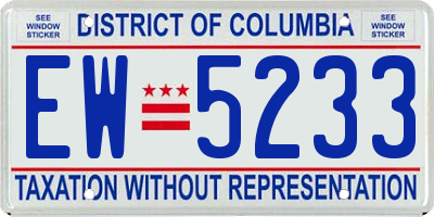 DC license plate EW5233