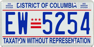 DC license plate EW5254