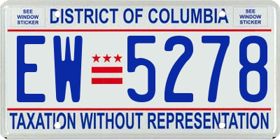 DC license plate EW5278