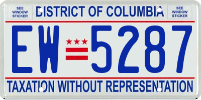 DC license plate EW5287