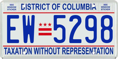 DC license plate EW5298