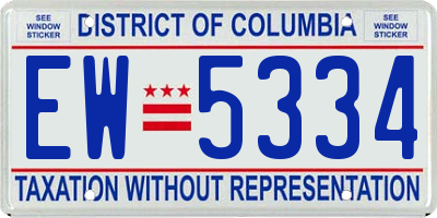 DC license plate EW5334