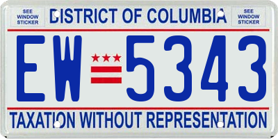 DC license plate EW5343
