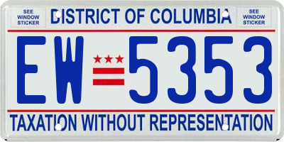 DC license plate EW5353