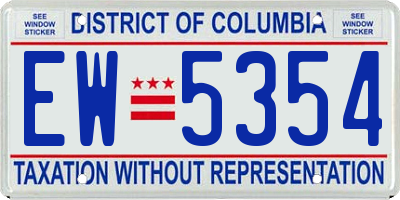 DC license plate EW5354