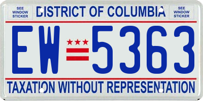 DC license plate EW5363