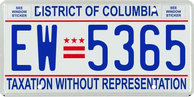 DC license plate EW5365