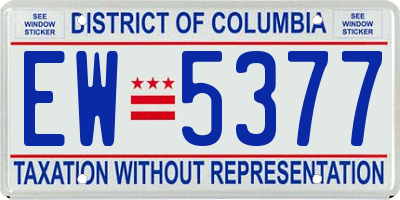 DC license plate EW5377