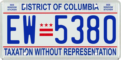 DC license plate EW5380