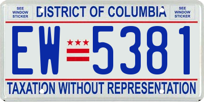 DC license plate EW5381