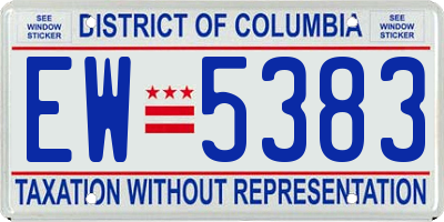 DC license plate EW5383
