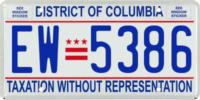 DC license plate EW5386