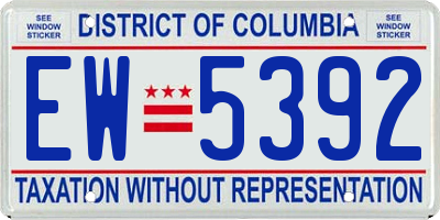 DC license plate EW5392