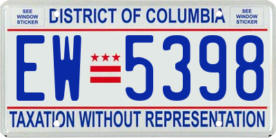 DC license plate EW5398