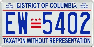 DC license plate EW5402