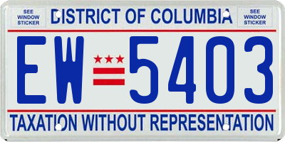 DC license plate EW5403