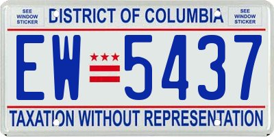 DC license plate EW5437
