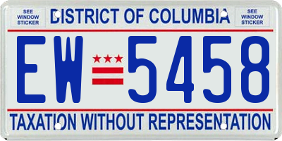 DC license plate EW5458