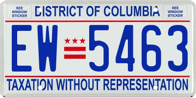 DC license plate EW5463
