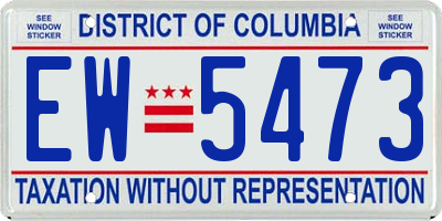 DC license plate EW5473