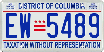 DC license plate EW5489