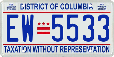 DC license plate EW5533