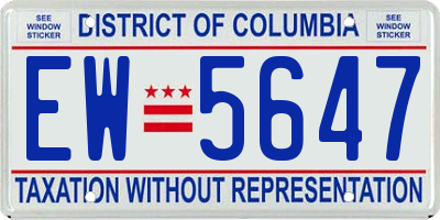 DC license plate EW5647