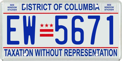 DC license plate EW5671