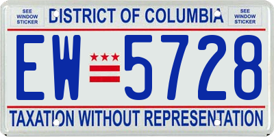 DC license plate EW5728