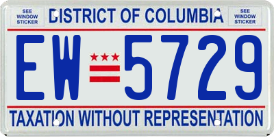 DC license plate EW5729