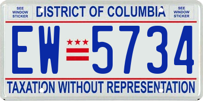 DC license plate EW5734