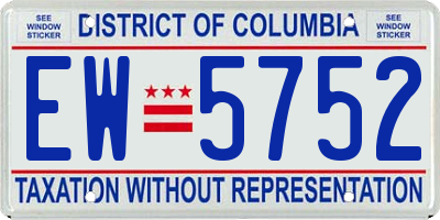 DC license plate EW5752